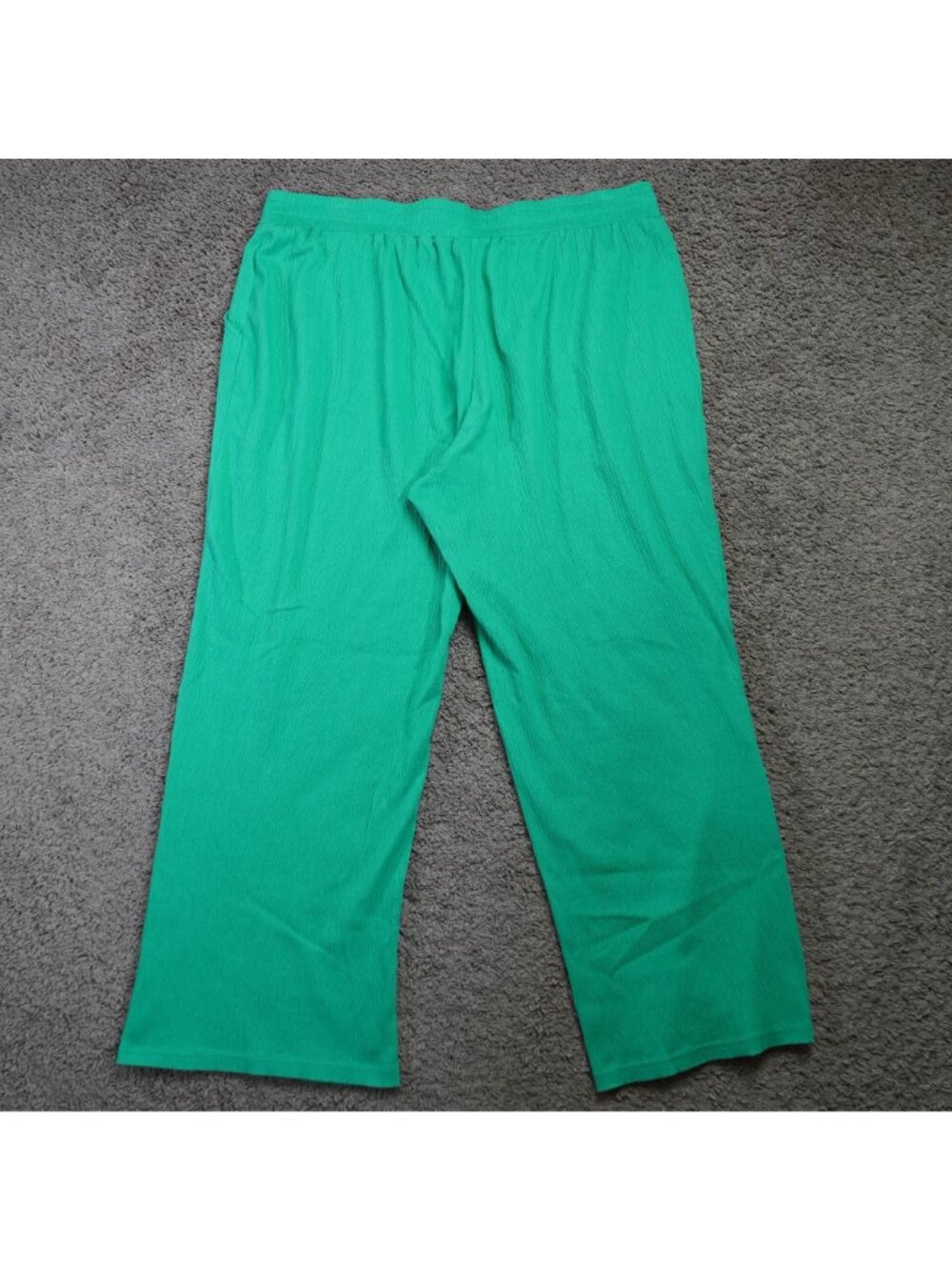 Belle Kim Gravel Wide Leg Pants Womens 1X Green Button Accent Bohemian Casual - Picture 2 of 9